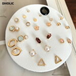 マルチピアス12SET・全4色・d60446 レディース【acc】 韓国ファッション アクセサリー ピアス セット　12個 小ぶり 大ぶり ちいさ 大きい ミニ ジュエリー 花 フラワー きらきら パール キュービック ゴールド シルバー リーフ フープ ハイホリHIHOLLI